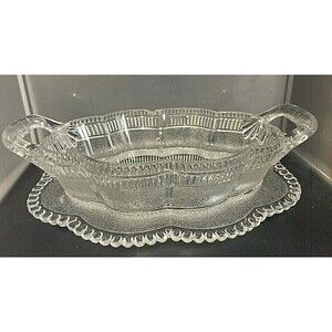 Bryce Lorne Relish Dish Tray Glass Bathroom Makeup Brushes Scalloped Edge